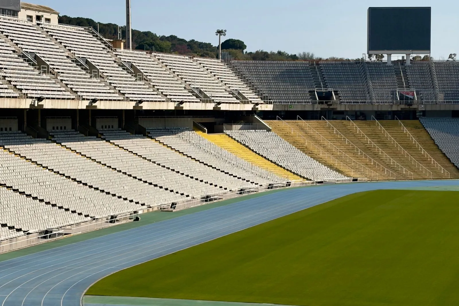 Empty Olympic stadium in Barcelona seen from above